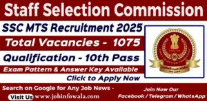 SSC MTS and Havaldar Recruitment 2025 notification for 1075 vacancies