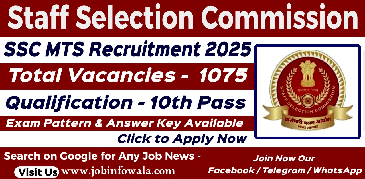 SSC MTS and Havaldar Recruitment 2025 notification for 1075 vacancies