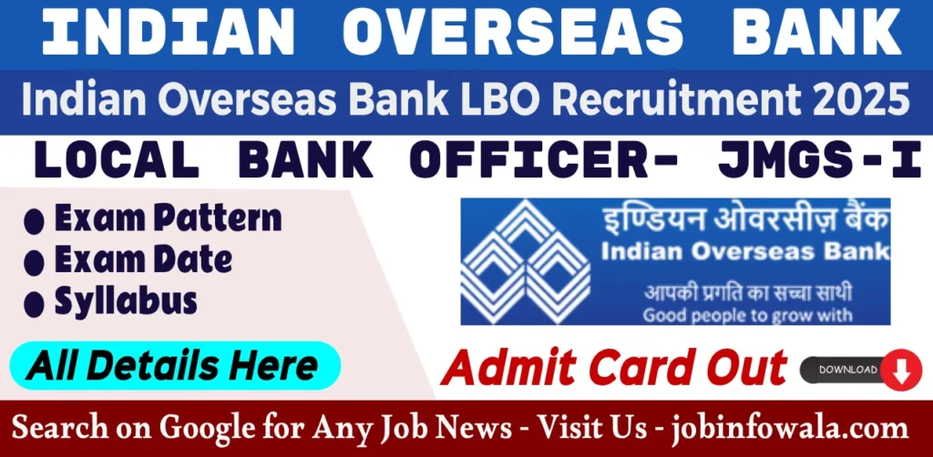 Indian Overseas Bank LBO Admit Card 2025 download link and exam schedule banner