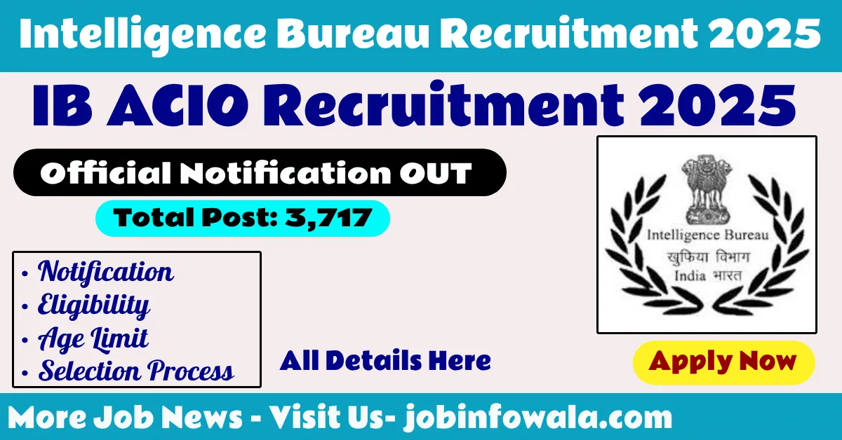 IB ACIO Recruitment 2025 notification for 3717 Executive posts – Apply online at mha.gov.in
