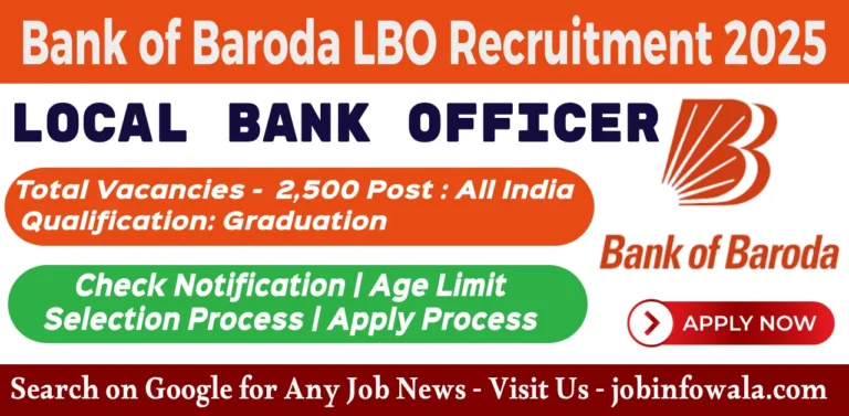 Bank of Baroda LBO 2025 apply online for 2500 officer posts