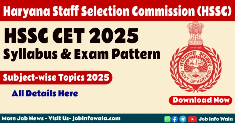 HSSC CET Syllabus 2025 for Group C - Subject-wise Topics and Exam Pattern