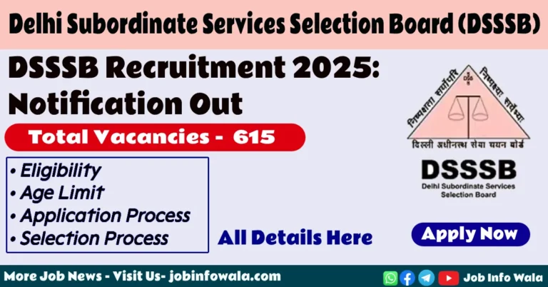 DSSSB Recruitment 2025 Notification PDF Download – 615 Group B and C Posts