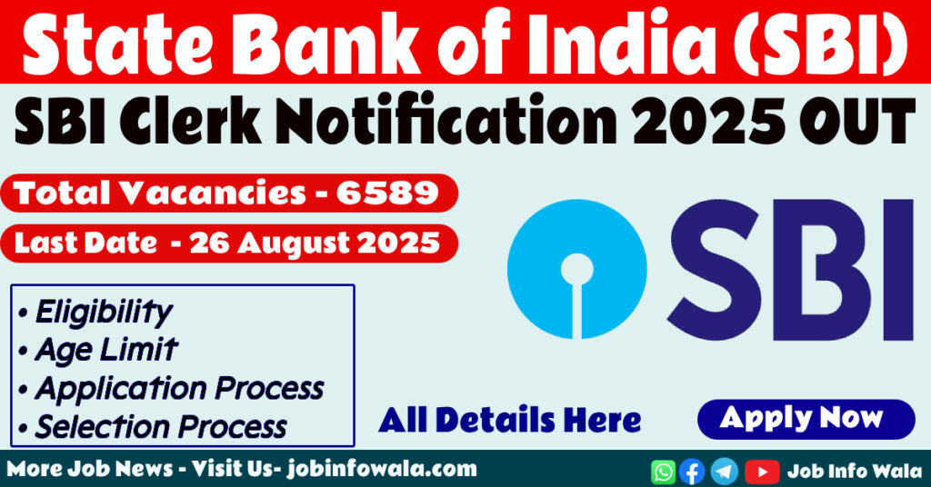SBI Clerk Notification 2025 PDF Download – Apply Online for 6589 Junior Associate Vacancies