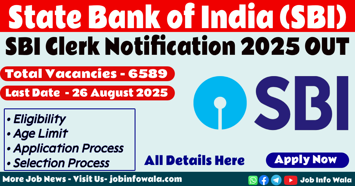 SBI Clerk Notification 2025 PDF Download – Apply Online for 6589 Junior Associate Vacancies